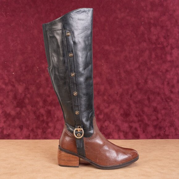 Lucca Lane Wmn Marella Brown Black Leather Riding Equestrian Buckle Boots sz 6.5 - Picture 10 of 11